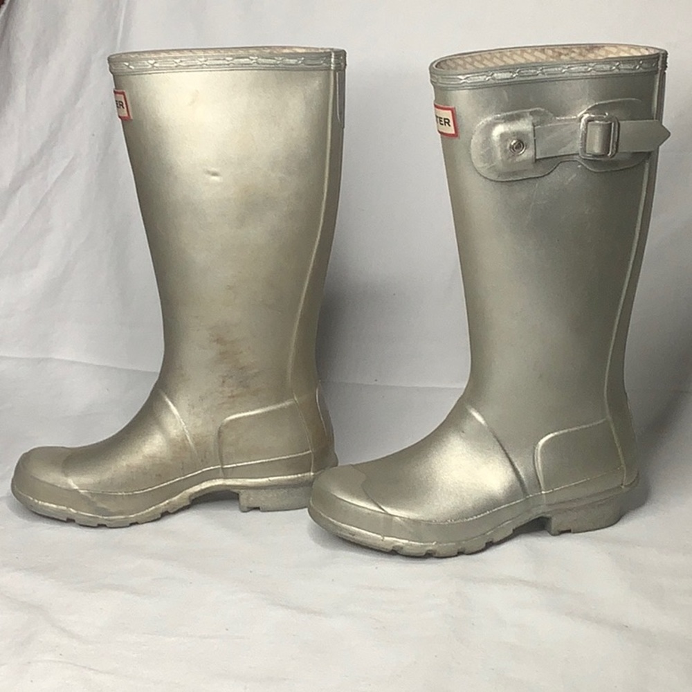 Hunter Kids Original Silver Metallic Rain Boots Size 13 - Picture 8 of 14